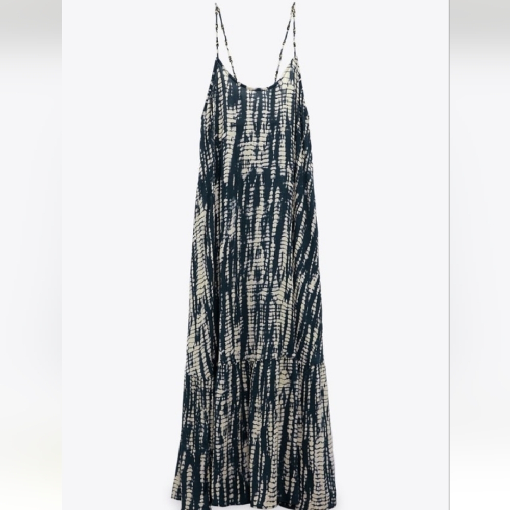 Zara Tie Dye Printed Boho Casual Vacation Long Dress 100% modal Size- XXL - Picture 9 of 12